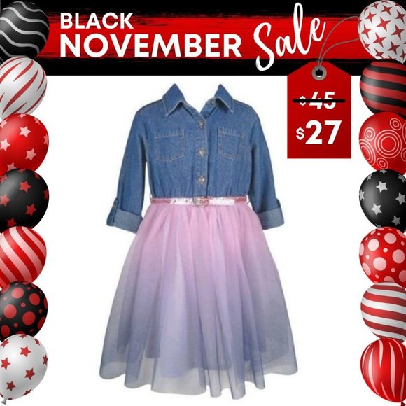 Zunie Other - 💣 LAST ONE! 💣 Zunie Kids' Denin Top Ombre Dress - Pink/Blue